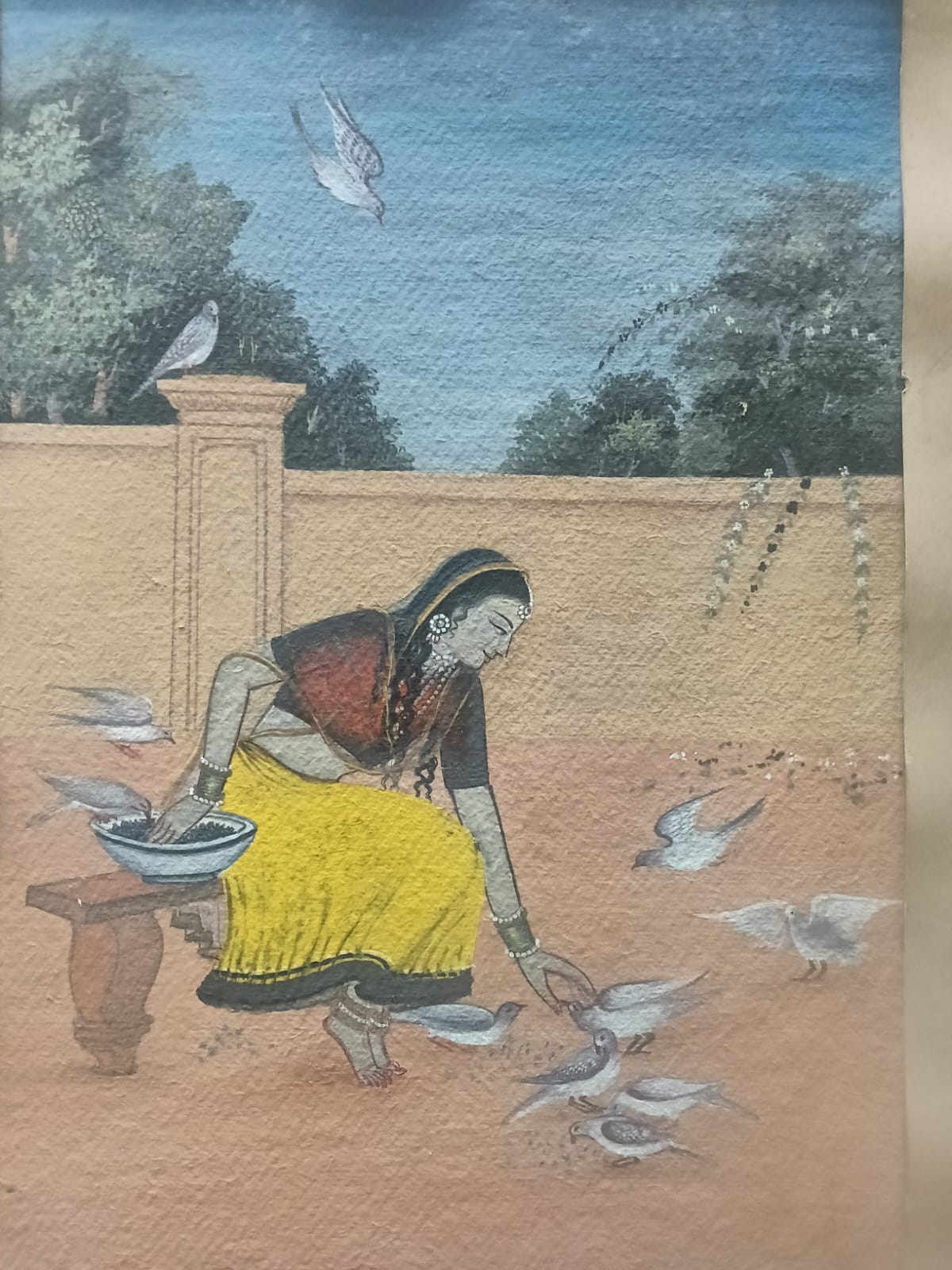 Lady feeding birds